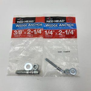 2 Red‎ Head Wedge Anchors Hex Nut Expans 1/4" & 3/8 x 2-1/4" Heavy Duty Concrete